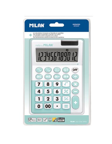 Blíster 1 calculadora 12 dígitos turquesa, edición + milan