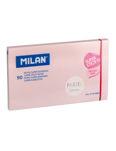 Bloc 90 notas super adhesivas rosa pastel 76x127mm milan