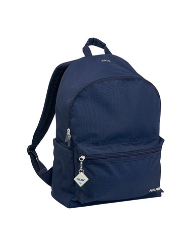 Mochila escolar com 2 zíperes 22L série 1918 Azul marinho Milan