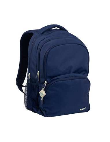 Mochila escolar com 4 zíperes 25L série 1918 Azul marinho Milan