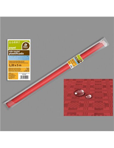 Rollo de mantel plastificado rojo 5x1,2m