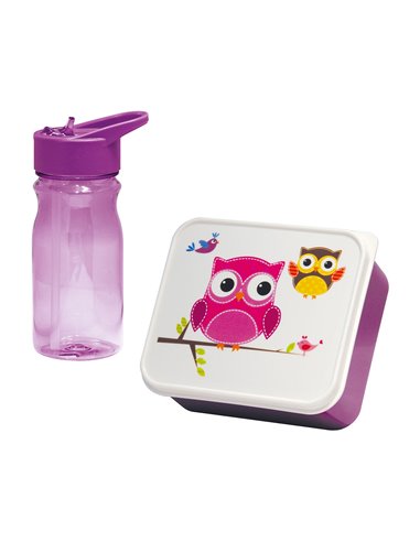 Caja infantil para merienda con cantimplora buho 0,85l/0,5l mondex