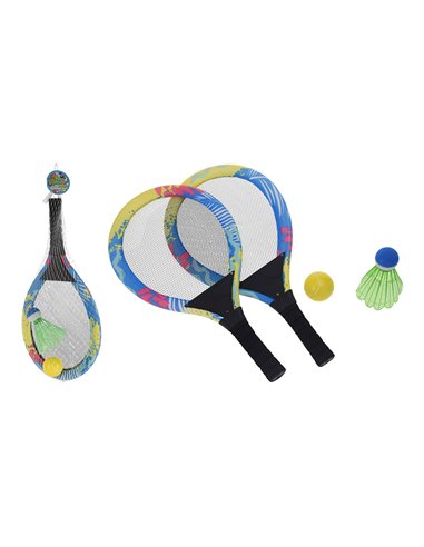 Conjunto de 2 raquetes com bola de tênis e badminton