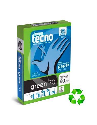 Pack con 500 hojas de papel multifunción reciclado dina4 80g para impresora