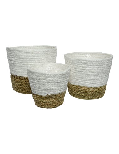 Conjunto de 3 Potes de Corda para Decorar 875984