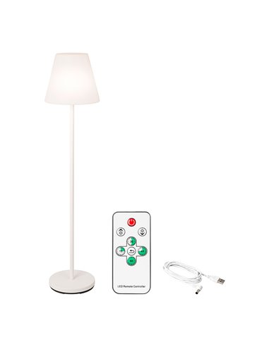 Lámpara de pie color blanco para exteior y interior recargable con mando a distancia 150cm 894460