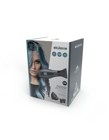 Secador de cabelo iônico profissional cinza/azul Küken 2400w