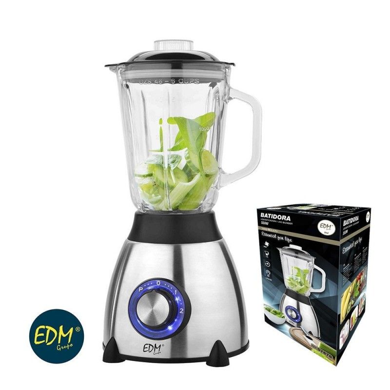 Batidora con vaso mezclador cristal 1,5l 550w EDM