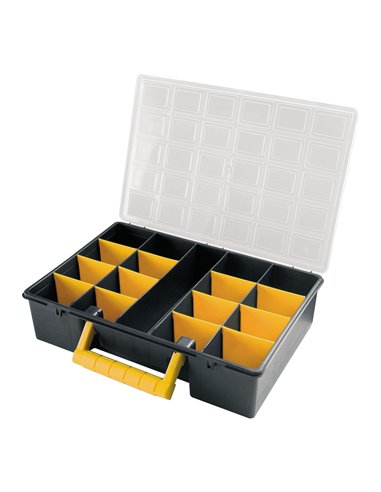 Pasta Organizadora de Plástico 17 Compartimentos Com Divisórias Ajustáveis 360x252x64 mm.