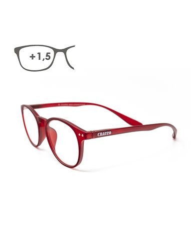 Óculos de leitura de Connecticut com ampliação de cor vermelha +1,5 têmporas para pendurar no pescoço
