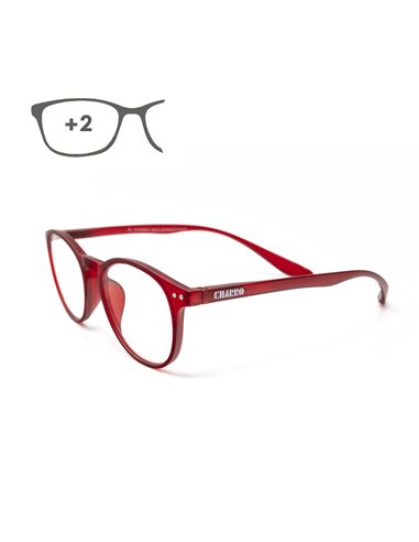 Gafas Lectura Connecticut Color Rojo Aumento +2,0 Patillas Para Colgar del Cuello