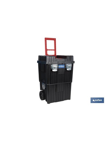 CAJA DE HERRAMIENTAS COMPACT CON DOBLE ASA Y RUEDAS 450 X 360 X 640 MM