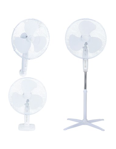 Ventilador Kureli 3 en 1 (sobremesa, pared y pie) Ø43cm 45W Blanco