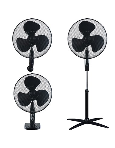 Ventilador Kureli 3 em 1 (mesa, parede e chão) Ø43cm 45W Preto