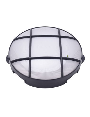 Aplique LED redondo Oxalis con rejilla 15W 4000K Negro