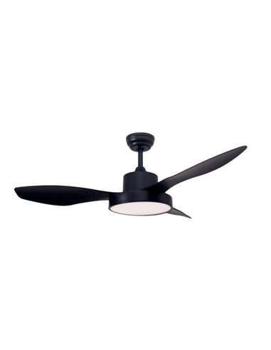 Ventilador techo Biula con luz CCT regulable y mando Ø122 3 aspas DC Negro