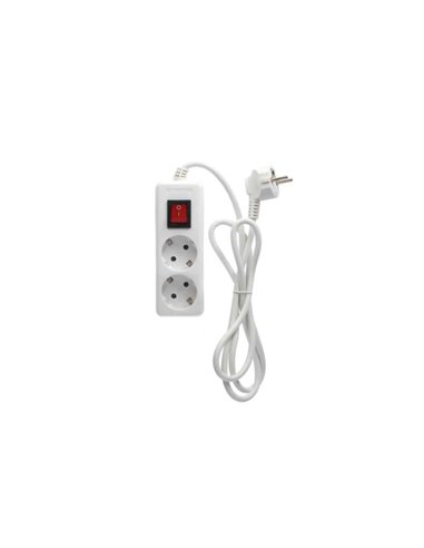 Base múltiple Serie Estándar 2T con interruptor (3x1.5mm) 1,5M Blanco