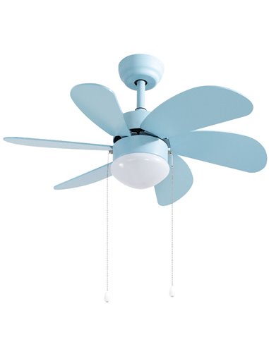 Ventilador techo Larde 2xE27 Ø82 6 aspas DC Azul