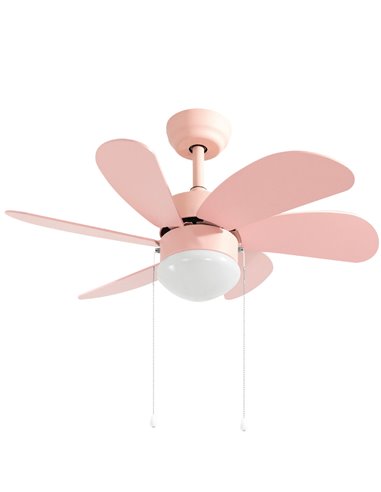 Ventilador techo Larde 2xE27 Ø82 6 aspas DC Rosa