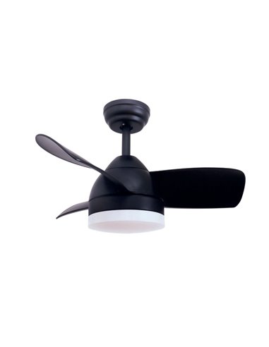 Ventilador techo Namuno con luz CCT regulable y mando Ø71 3 aspas DC Negro