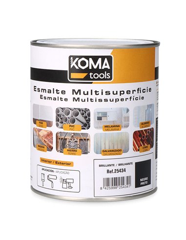 Esmalte multisuperficies negro brillo 750 ml koma tools