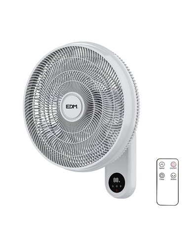 Ventilador pared 50w 40cm con mando edm