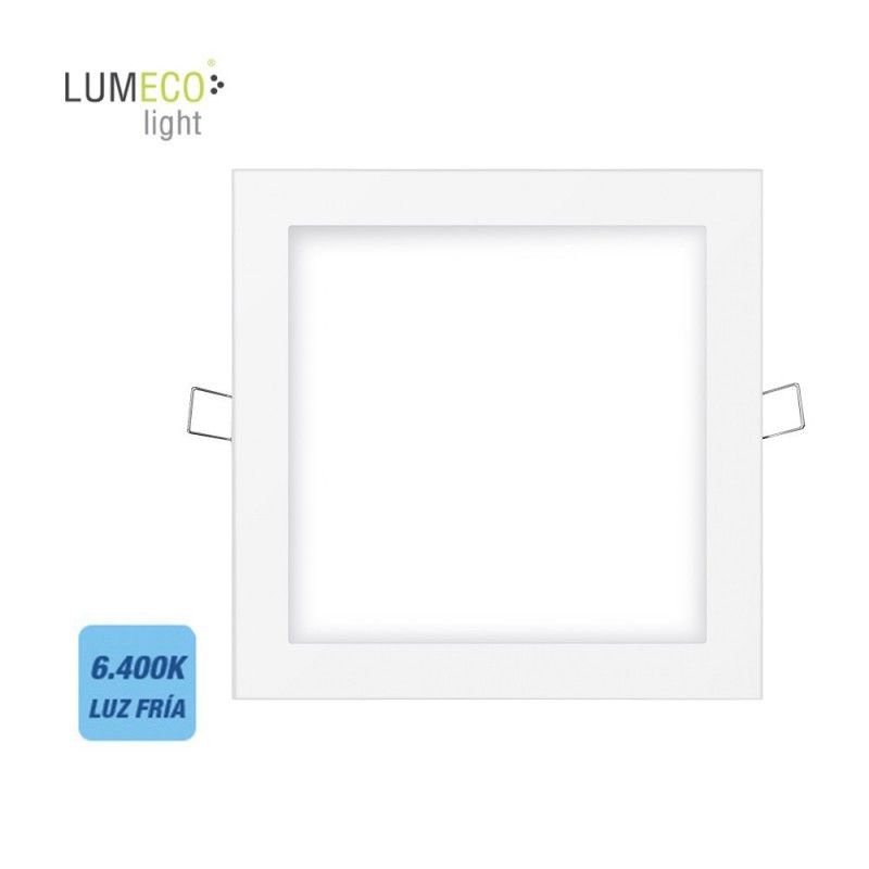 Downlight led cuadrado 20w 1500lm  22,5cm marco blanco 6.400k