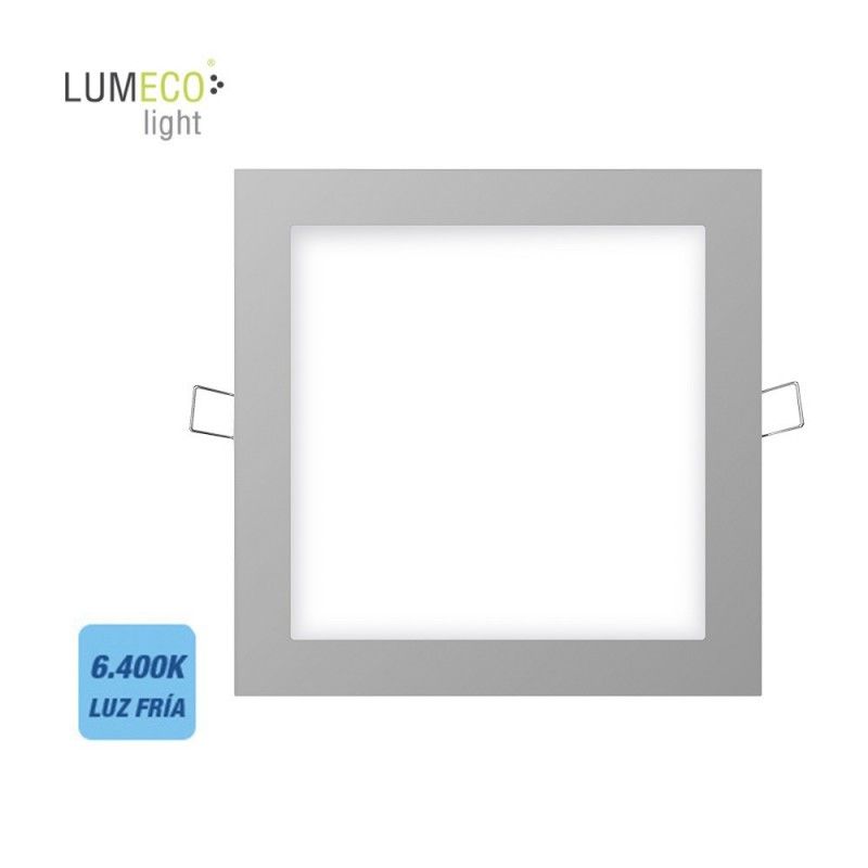 Downlight led cuadrado 20w 1500lm 22,5cm marco cromo 6.400k  lumeco