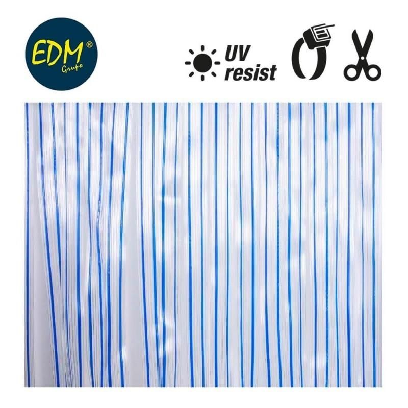 Cortina cinta transparente-azul  plastico 90x210cm 32 tiras EDM