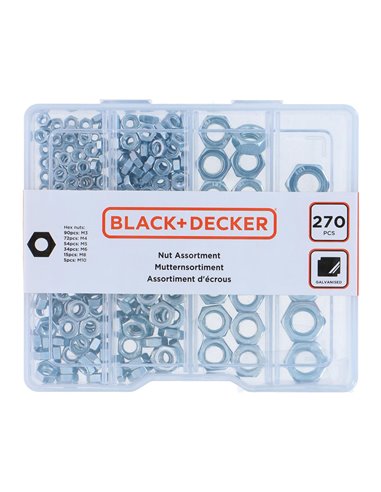 Surtido de tuercas 270 piezas black+decker