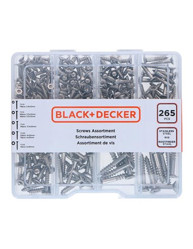 Surtido de tornillos torx 265 piezas black+decker