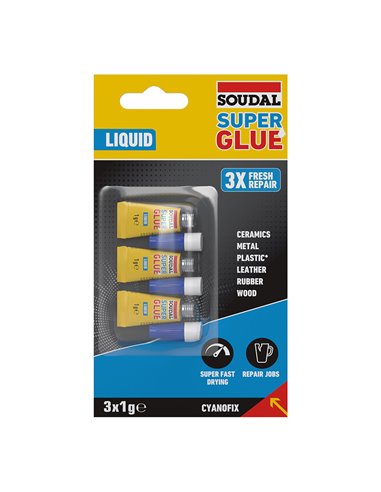 Soudal super glue líquido 3x1g 160023