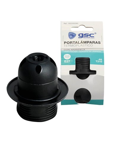 Portalamparas con arandela E27 negro 4A 250V