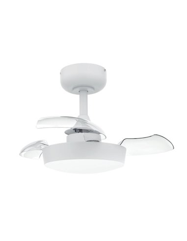 Ventilador techo Nacala con luz CCT regulable y mando Ø55 3 aspas retráctiles DC Blanco