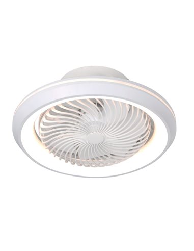 Ventilador techo rotativo Bhoor con luz CCT regulable y mando Ø50 7 aspas DC Blanco