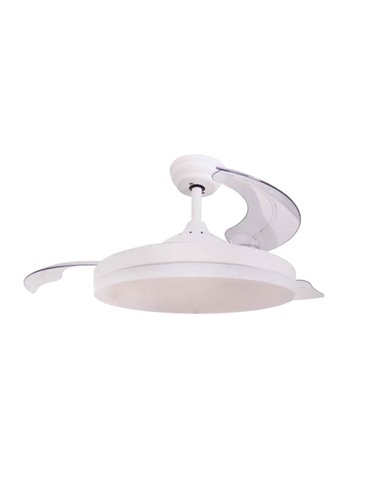 Ventilador de teto Tungati com luz CCT regulável e controle Ø107 3 lâminas DC retráteis Branco