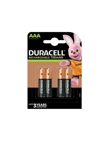 Bateria recarregável Duracell hr03 blister de 750 mah (4 unidades)