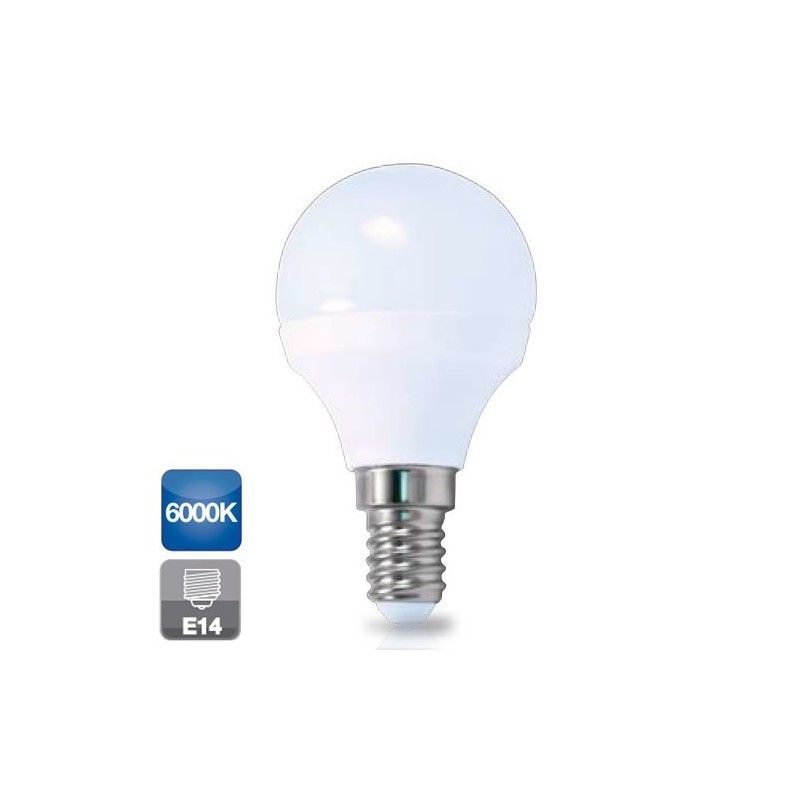 Bombilla de led esférica E14 4W luz fría 6000K 320 lm GSC 2001563