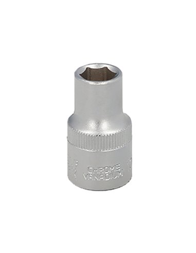 Llave Vaso 1/2" Hexagonal 12 mm. Perfil de 6 caras. Acero Cromo Vanadio, Aristas Redondas