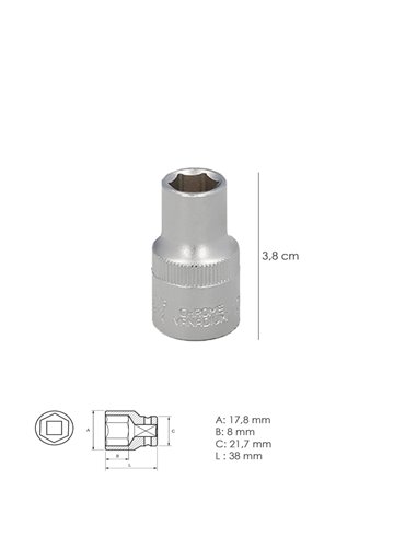 Llave Vaso 1/2" Hexagonal 12 mm.