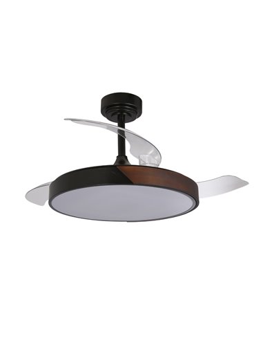 Ventilador LED aspas retráctiles Taoro Negro 72W 7920Lm CCT