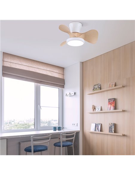 Ventilador LED Moll Blanco+Madera 20W 1900Lm CTT Dim