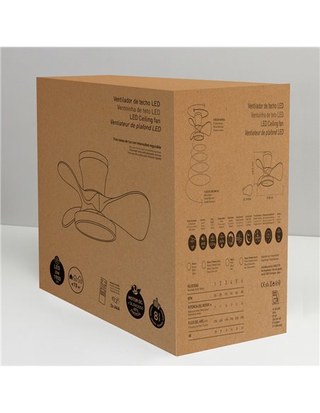 Ventilador LED Moll Blanco+Madera 20W 1900Lm CTT Dim