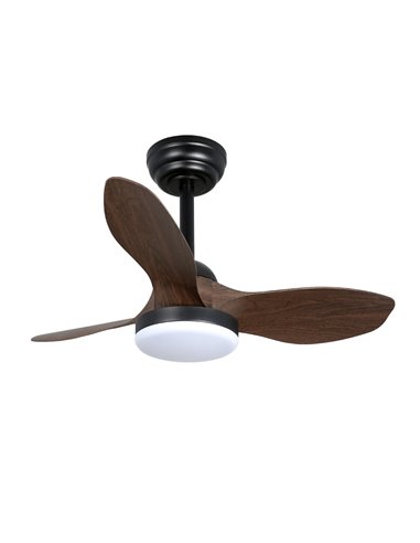 Ventilador LED Stel Mini S Negro+Madera 20W 1900Lm CCT Dim