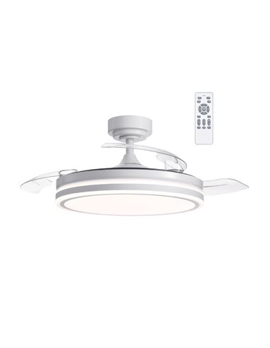 Ventilador LED aspas plegables Moss Blanco 72W 7920Lm CCT Dim