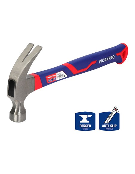 Martillo de carpintero de 450g con mango de fibra de vidrio workpro