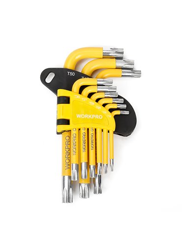 Juego de 9 llaves torx de seguridad workpro