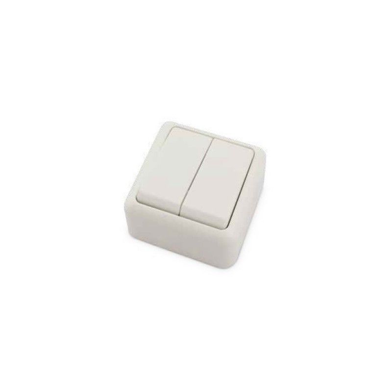 Doble interrup. superficie Blanco 65x65mm 10A 250V GSC 0201027