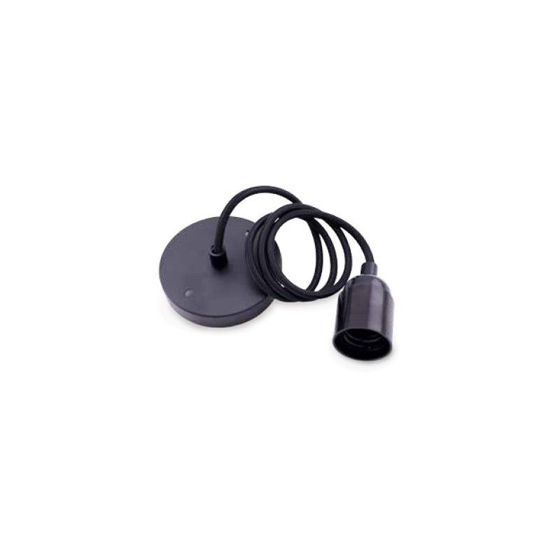 Portalamparas colgante 1M plastico negro cable GSC 0704712