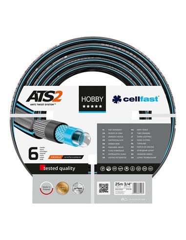 Manguera de riego de 6 capas hobby ats2 de 19 mm x 25 m cellfast